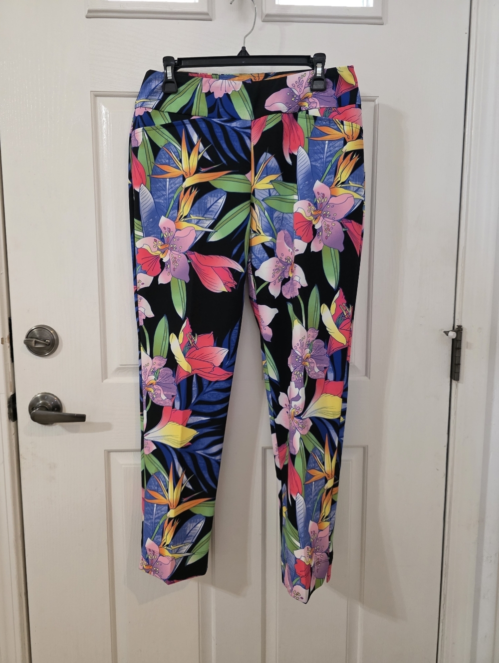 IBKÜL Floral Pants in Blue, Orange & Yellow